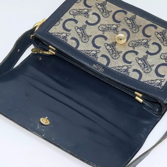 CELINE C Sulky Shoulder Bag Canvas Navy Auth - Picture 10 of 16